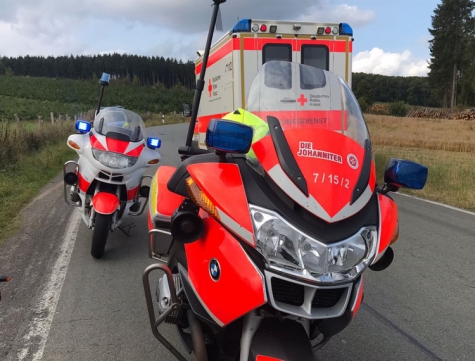 Die Motorradstaffel der Johanniter Unfallhilfe unterstützte den Rettungsdienst am 26. September zwischen Usseln und Düdinghausen.