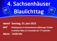 Der 4. Sachsenhäuser Blaulichttag steht vor der Tür - sowie ein großer Aktionsstand beim Stadtjubiläum.