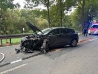 Ein Renault kollidierte am 28. September 2026 zwischen Adorf und Flechtdorf mit einem Claas-Schwader.