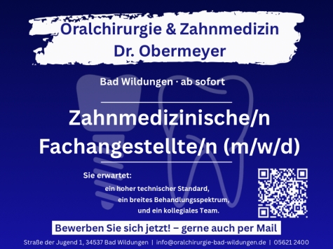 Die Praxis Dr. Obermeyer sucht eine zahnmedizinische Assistenz.