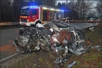 Der Audi Q5 wurde beim Aufprall mit dem Bus bis zur Unkenntlichkeit zerstört.