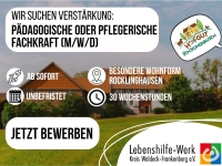 Lebenshilfe-Werk sucht Verstärkung: Pädagogische oder pflegerische Fachkraft (m/w/d) für das Hofgut Rocklinghausen.