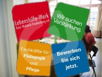 Pädagogische und pflegerische Fachkräfte begleiten erwachsene Menschen mit Behinderung in der Besonderen Wohnform, in Werkstätten und Kinder in den Familienzentren.