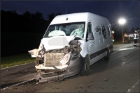 Der Transporter wurde beim Aufprall auf die Pferde total zerstört, der Fahrer blieb unverletzt. Ein Pferd starb, ein weiteres wurde verletzt. 