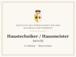 Die Stiftung des Fürstlichen Hauses Waldeck und Pyrmont sucht einen Hausmeister oder Haustechniker (m/w/d) in Vollzeit.