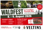 Die Löschgruppe Alme lädt am 8. und 9. August 2026 zum traditionellen Waldfest an den Schwarzen Tannen ein.