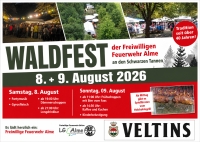 Die Löschgruppe Alme lädt am 8. und 9. August 2026 zum traditionellen Waldfest an den Schwarzen Tannen ein.