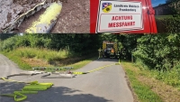 Zwischen dem Stadtteil Waldeck und dem Flugplatz wurde eine Hauptgasleitung beschädigt.
