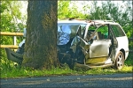 Der Passat prallte auf den Baum, die Fahrerin wurde eingeklemmt.