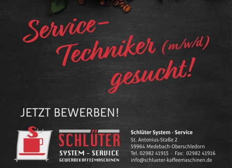 Der Schlüter System-Service sucht Service-Techniker (m/w/d) im Sauerland. Jetzt bewerben!