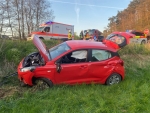 Dieser Hyundai landete am 30. April 2025  in einer Wiese bei der Kappensteiner Mühle..