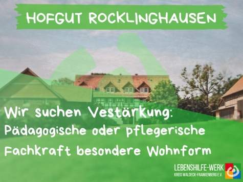 Lebenshilfe-Werk sucht Verstärkung: Pädagogische oder pflegerische Fachkraft (m/w/d) für das Hofgut Rocklinghausen.