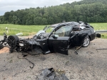 Der völlig zerstörte BMW nach mehrfachen Überschlägen – fünf junge Männer wurden bei dem Unfall verletzt.