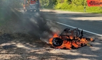 Als die Feuerwehr eintraf, stand die Yamaha bereits in Vollbrand.