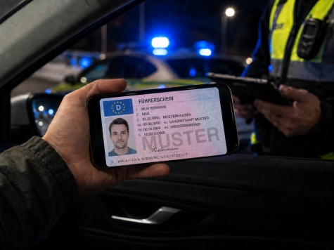 Bei einer Kontrolle am 29. August 2026 soll ein Autofahrer einen offenbar KI-generierten Führerschein auf seinem Handy vorgezeigt haben.