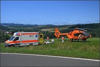 Der Motorradfahrer wurde mit dem Rettungshubschrauber nach Marburg geflogen.