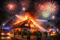 In Ottbergen brannte in der Neujahrsnacht am 01.01.2026 ein Dachstuhl.