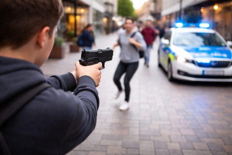In der Frankenberger Fußgängerzone bedrohte ein Jugendlicher mehrere Passanten mit einer Spielzeugpistole.