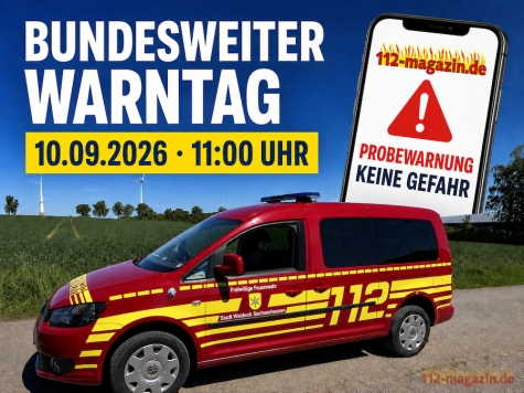 Beim Bundesweiten Warntag am 10. September 2026 werden ab 11 Uhr verschiedene Warnsysteme in Deutschland getestet.