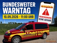 Beim Bundesweiten Warntag am 10. September 2026 werden ab 11 Uhr verschiedene Warnsysteme in Deutschland getestet.