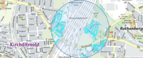 Karte der Stadt Kassel zur Evakuierung nach Bombenfund in Kassel-Rothenditmold.