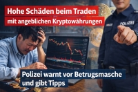 Professionell gestaltete Internetseiten werben mit dem Traum vom schnellen Reichtum durch Kryptowährungen, dienen jedoch einzig der Bereicherung organisierter Betrügerbanden.