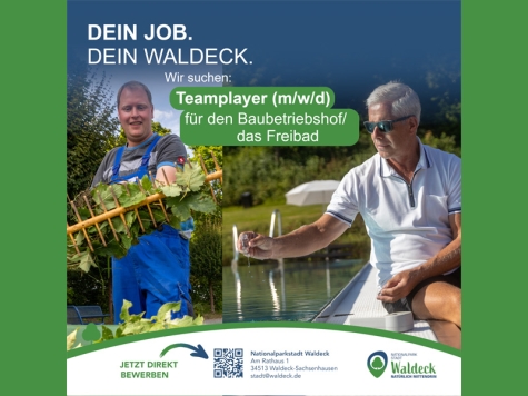 Die Stadt Waldeck sucht neue Mitarbeiter - jetzt bewerben.