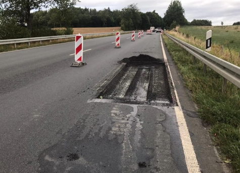 Die Bundesstraße 252 bleibt bei Bottendorf weiterhin gesperrt.