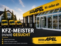 Die Firma Reifen-Apel sucht einen Kfz-Meister. 