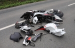 Dieses Motorrad wurde am 13. Mai bei einem Alleinunfall völlig zersrtört.